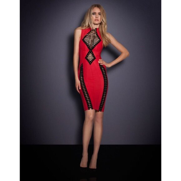 Agent Provocateur Skylar Red Corset Dress AP4 Large NWT